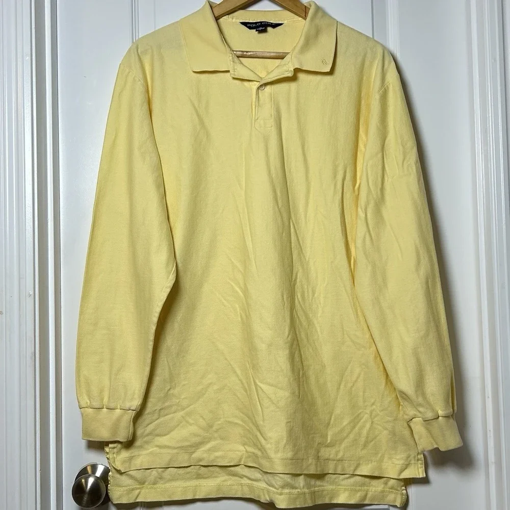 Polo Golf‎ Ralph Lauren 100% Pima Cotton Butter Yellow Long Sleeve Polo Shirt